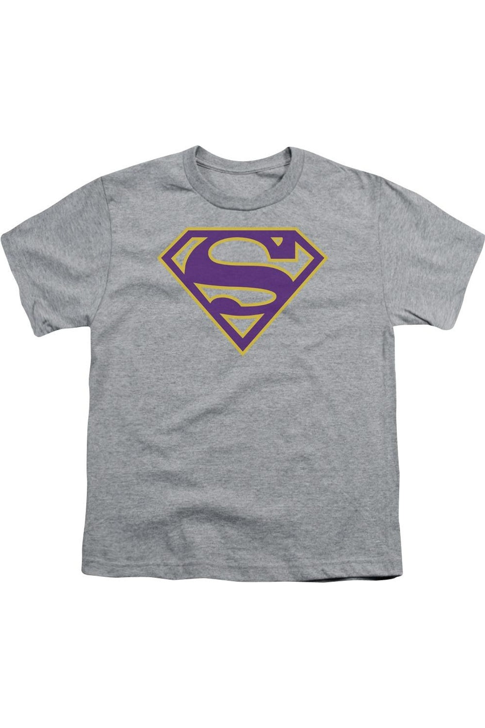 

Футболка с коротким рукавом для детей с фиолетово-золотым щитом Superman Gildan