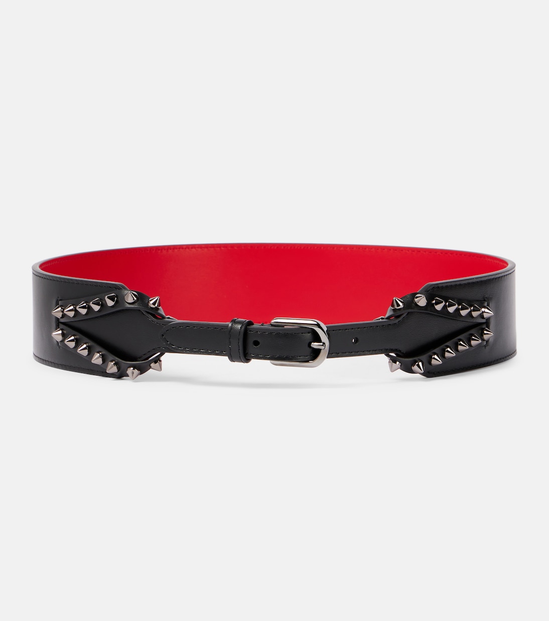 

Кожаный ремень Cabata с шипами Christian Louboutin, Blac/Gun Mertal