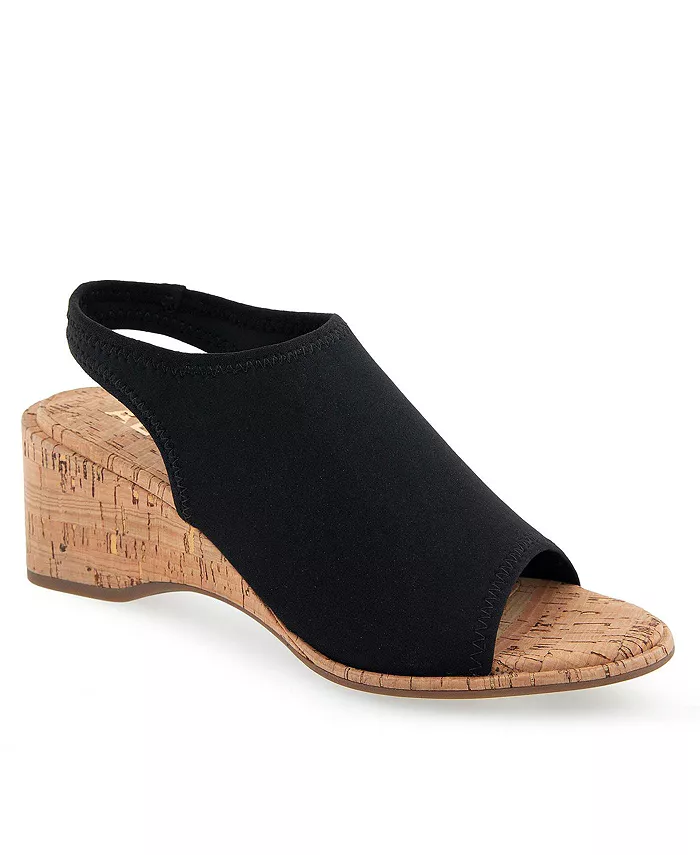 Женские босоножки Nuri с открытым носком и танкеткой Aerosoles, черный