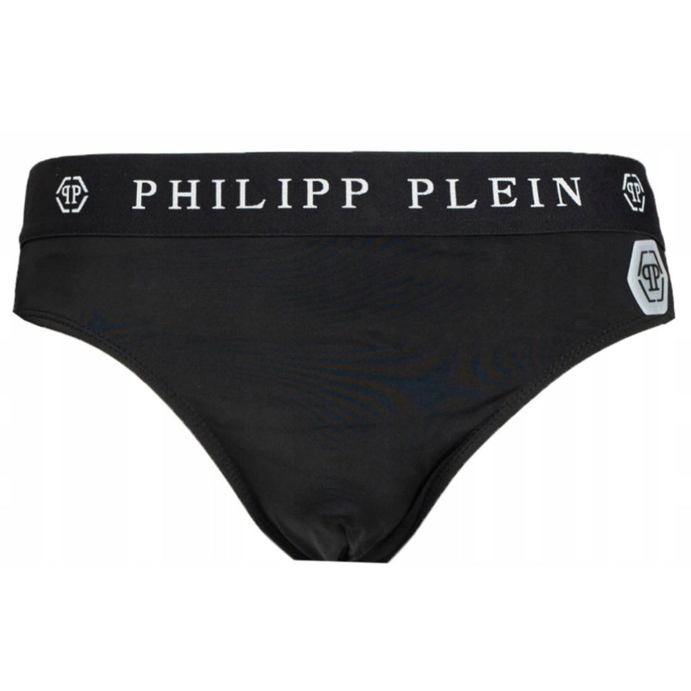 

Плавки-шорты Philipp Plein из гладкого нейлона с культовым логотипом для мужчин, черный