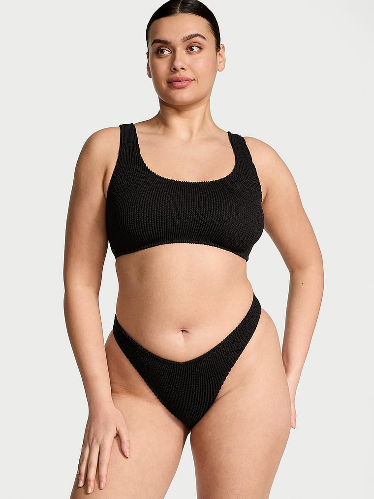 Плавки Victoria'S Secret, купальник с гофрированной отделкой, черный — фото 2