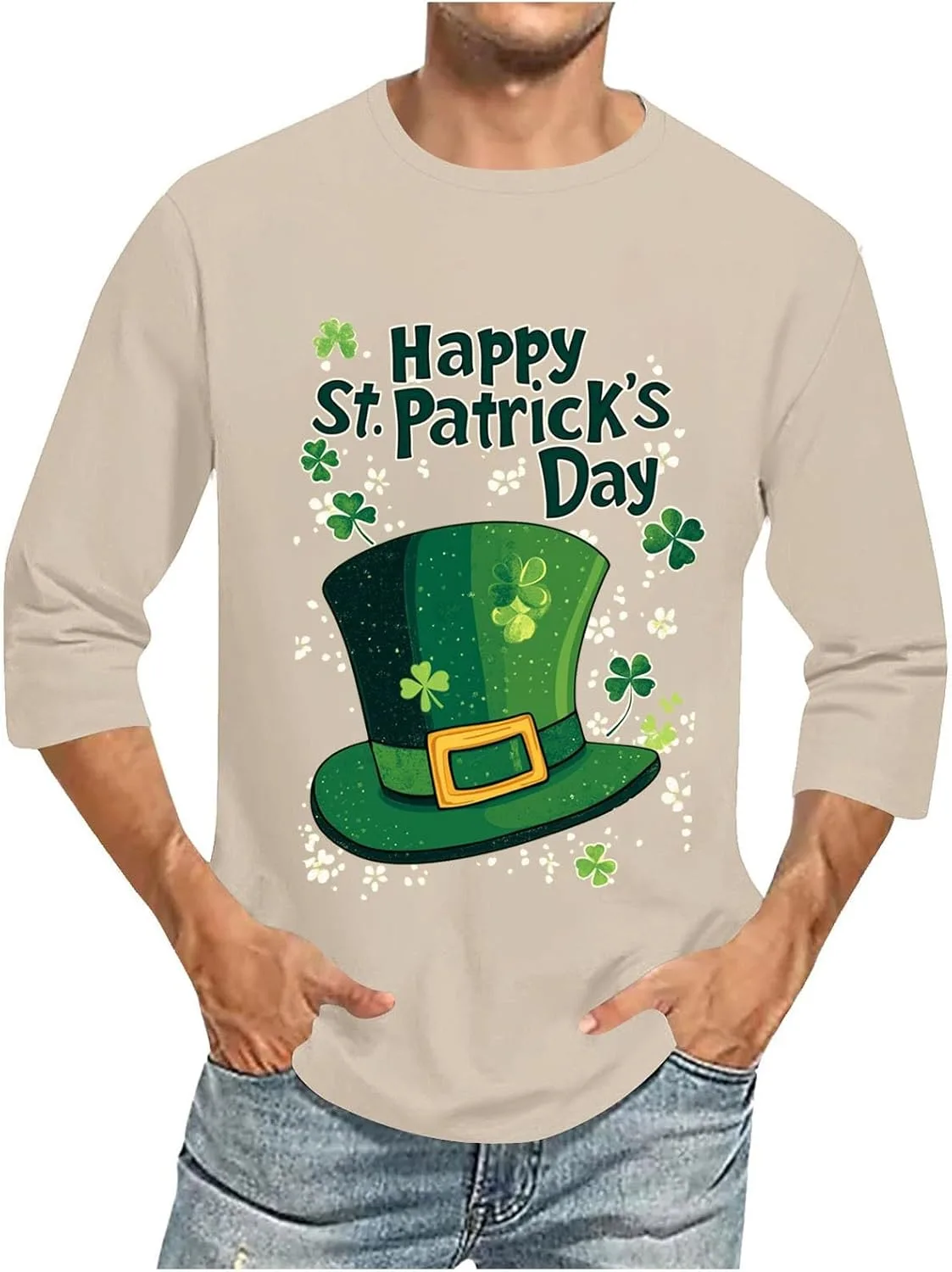 

Футболка с принтом для мужчин Happy St. Patrick's Day, 3/4 рукава Zeiyignr