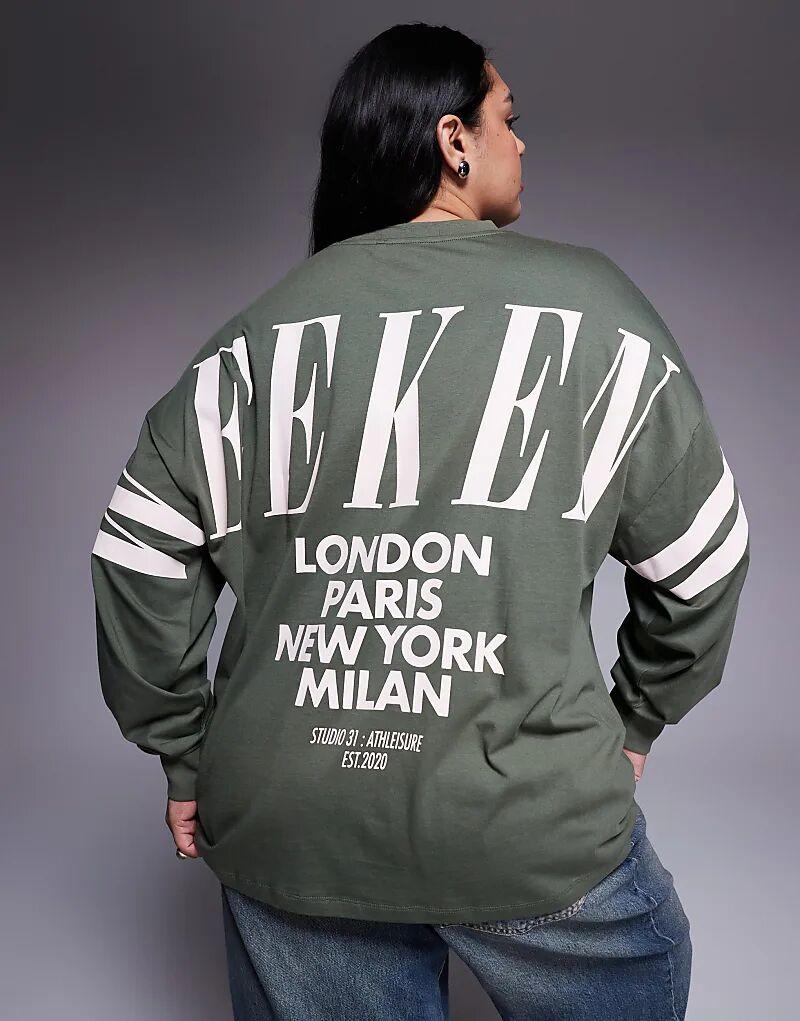 

Лонгслив Weekend Collective Curve Icon свободного кроя с длинными рукавами и логотипом на спине цвета хаки