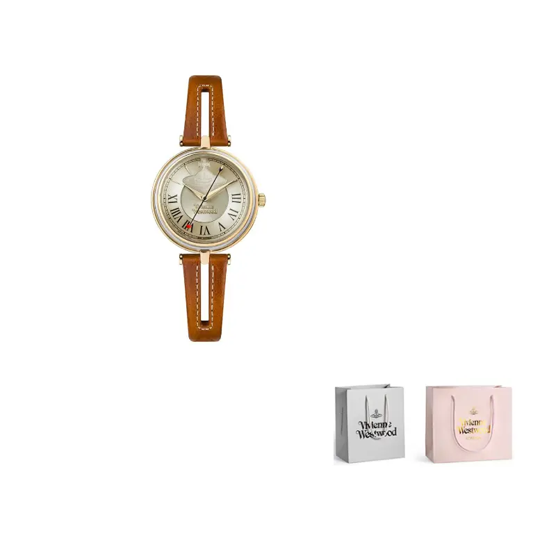 

Vivienne Westwood Часы Women's Exquisite Elegance Collection Watch, Champagne Watch Dial with Brown Strap