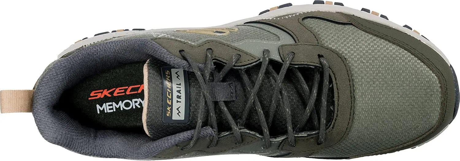 Мужские кроссовки Skechers Hillcrest Rocky Drift, Olive Leather Mesh Synthetic Taupe Trim — фото 2