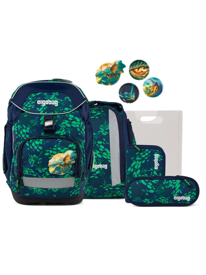 

Ergobag Набор школьных рюкзаков, 6 предметов, с изображением медведя-убийцы драконов, зеленый