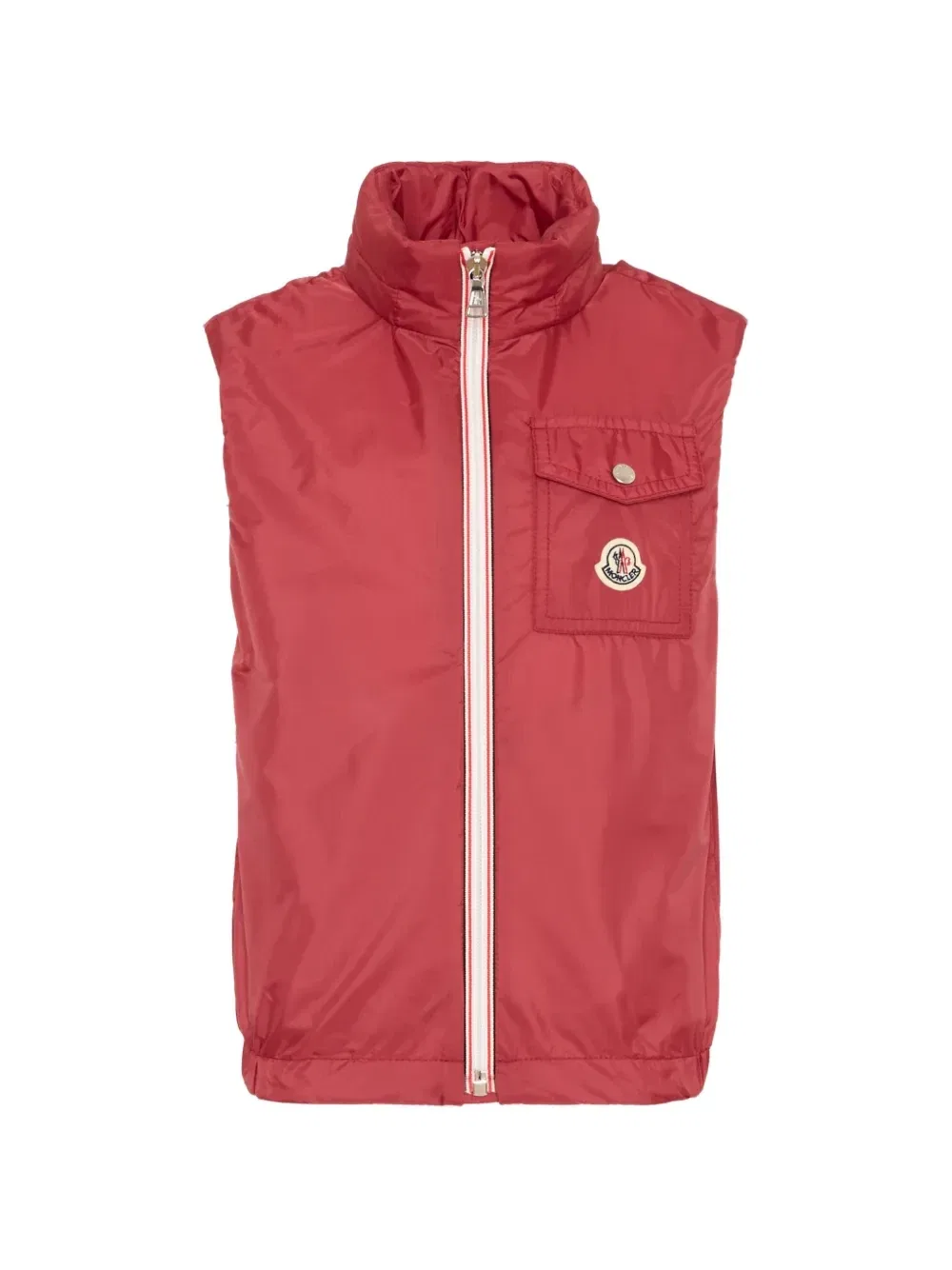 Стеганый жилет с капюшоном и нашивкой-логотипом Moncler Enfant, красный