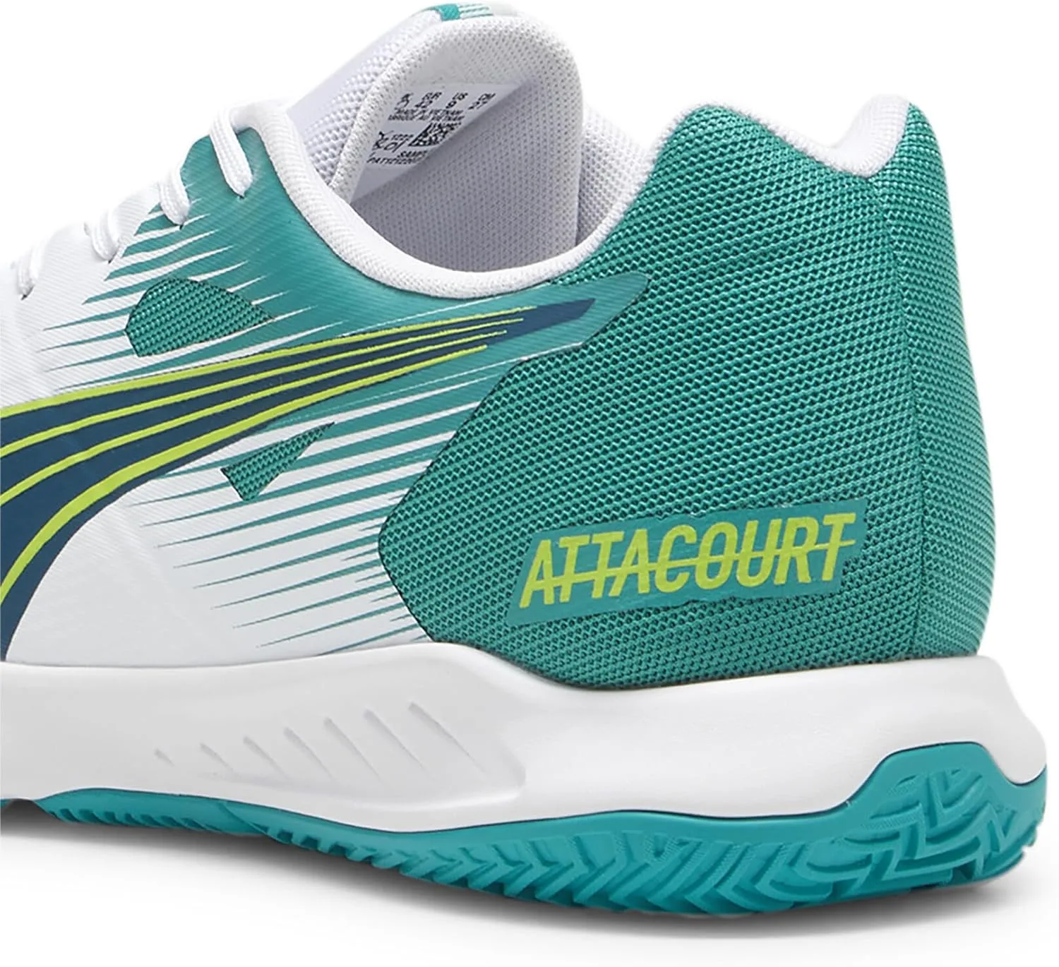 Кроссовки унисекс Puma Attacourt для игр в рамках соревнований, белый/зеленый — фото 3