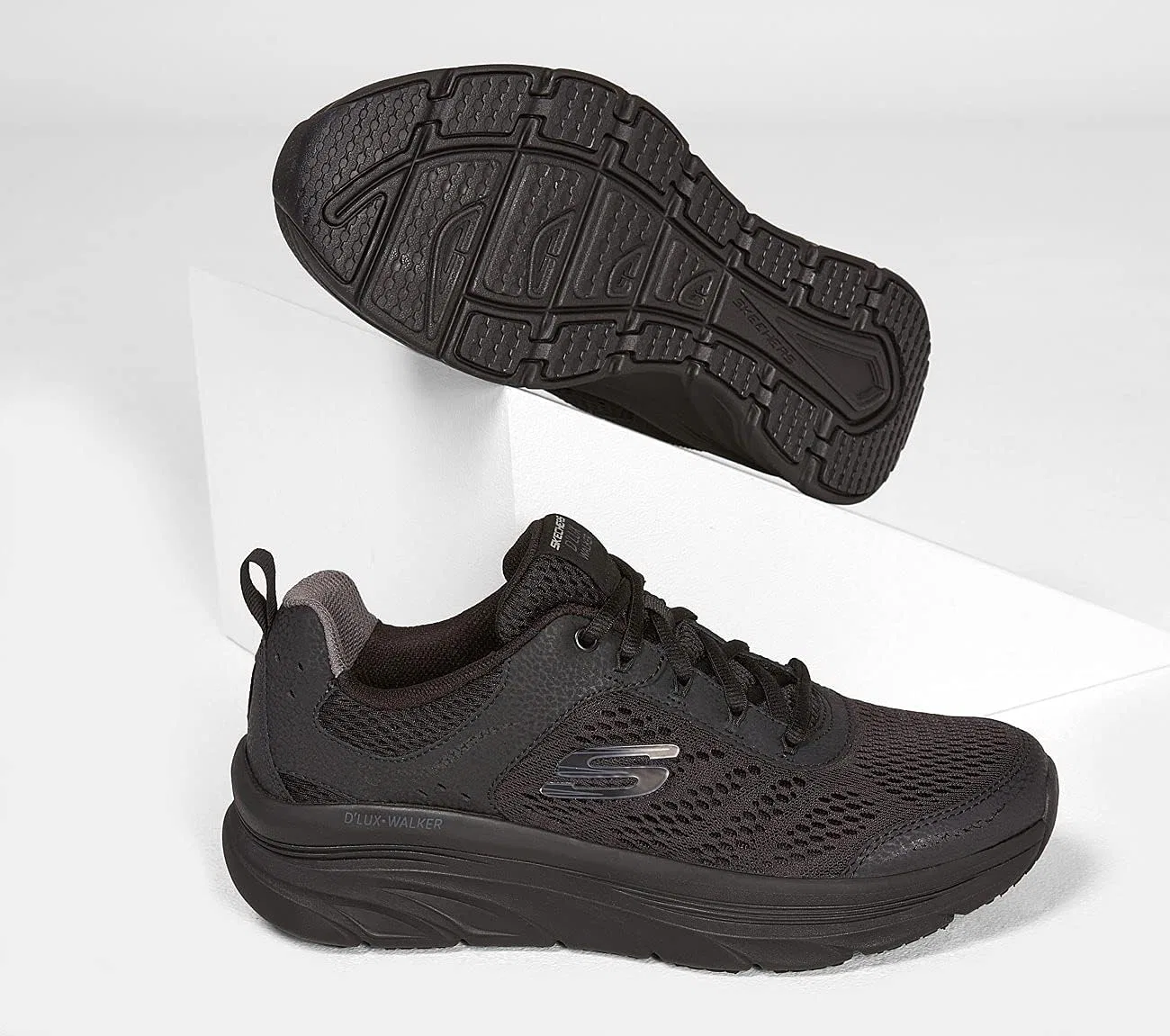 Мужские модные кроссовки Skechers D'lux Walker, Black — фото 2