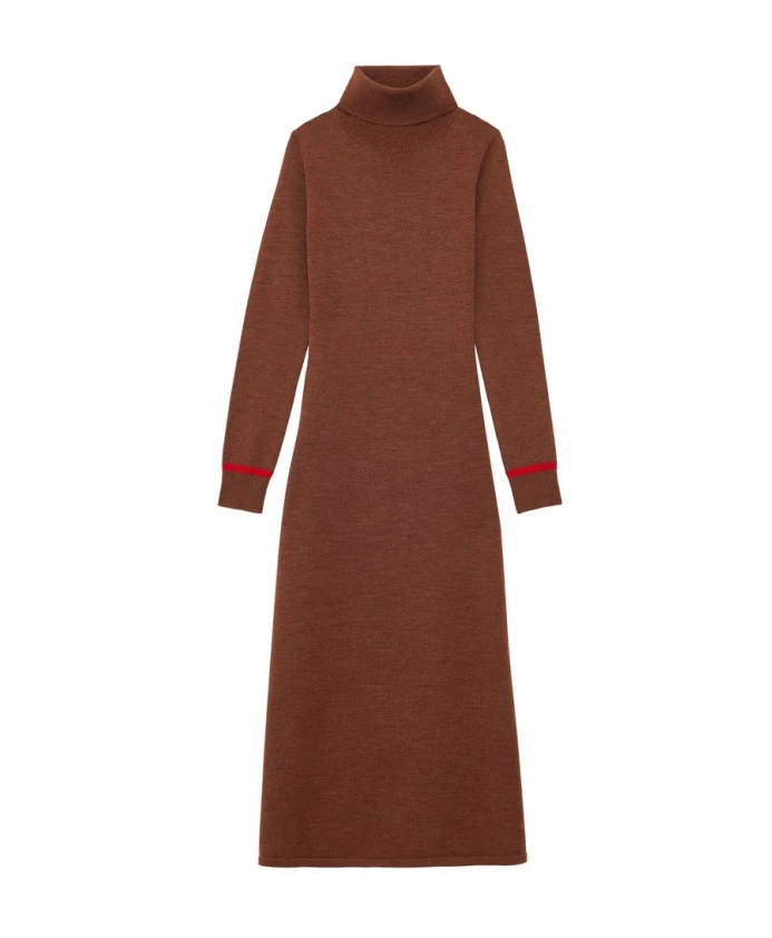 

Элегантное платье с высоким воротником Ines De La Fressange Paris, коричневый