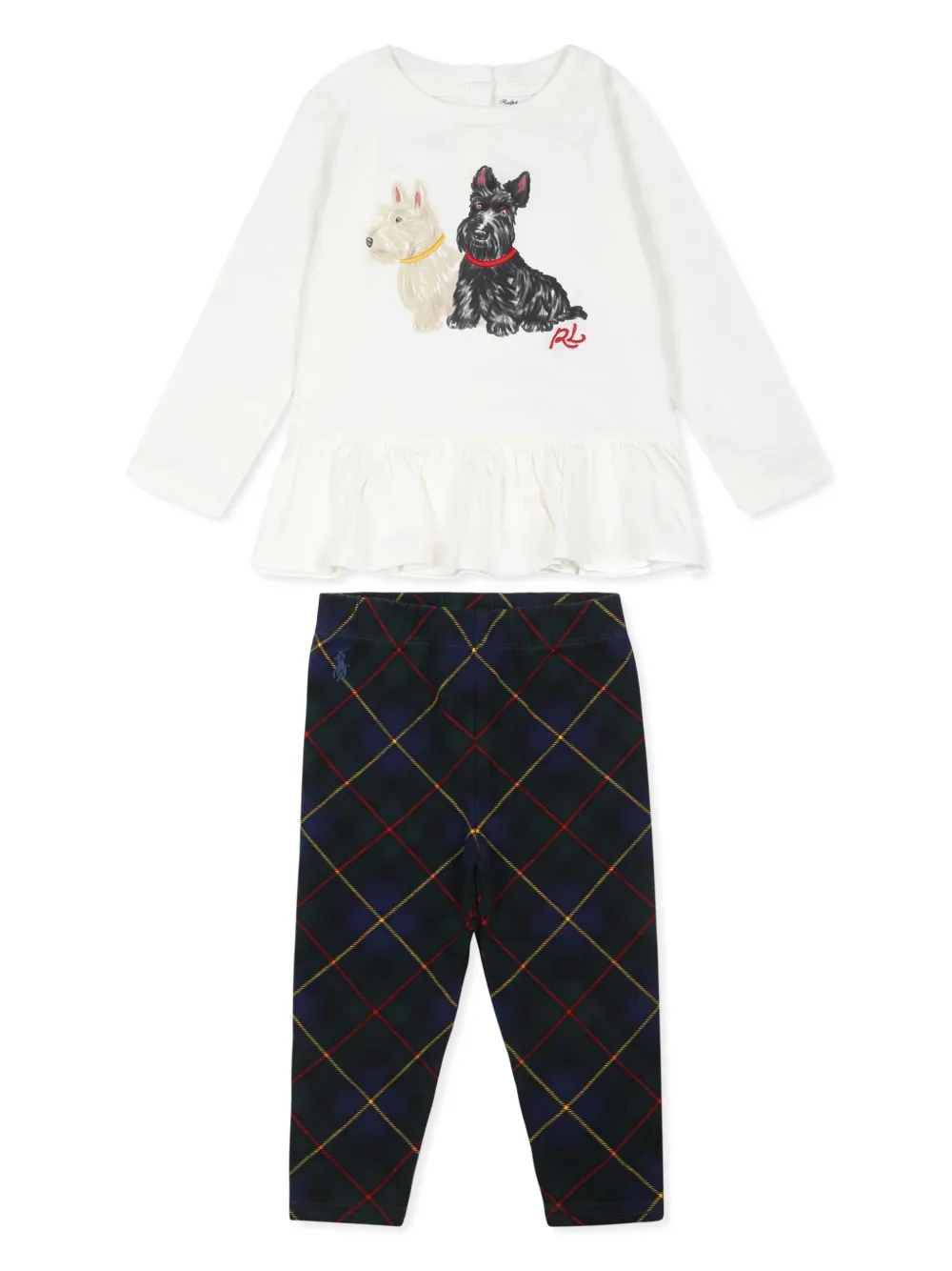 

Комплект из легинсов и топа с принтом POLO RALPH LAUREN KIDS, белый