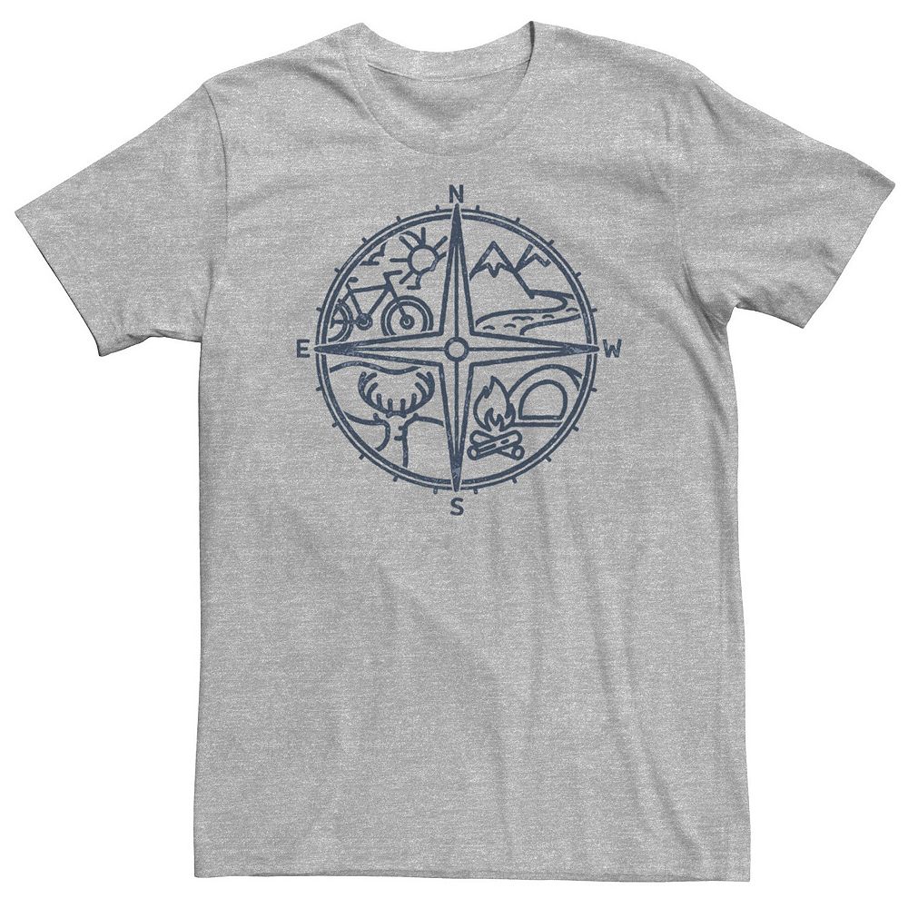 

Футболка с графическим рисунком Big & Tall Outdoor Compass Line Art, цвет Athletic Heather