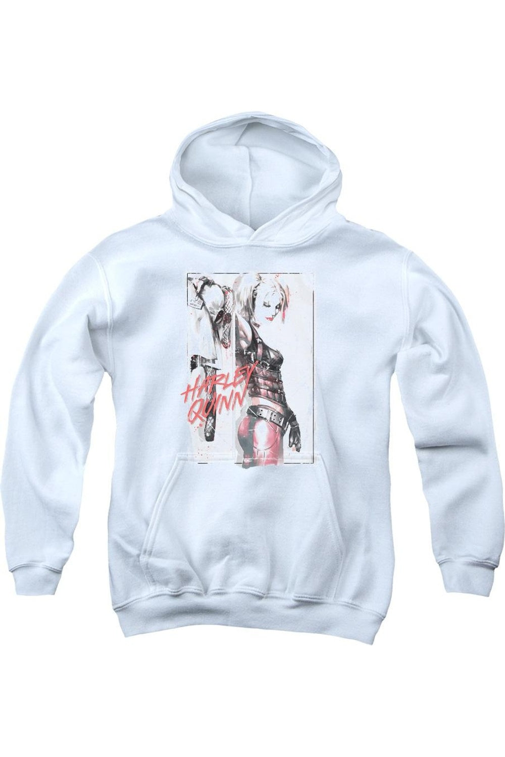 

Батмен в технике размывки тушью, худи с капюшоном для молодежи Harley Gildan, белый