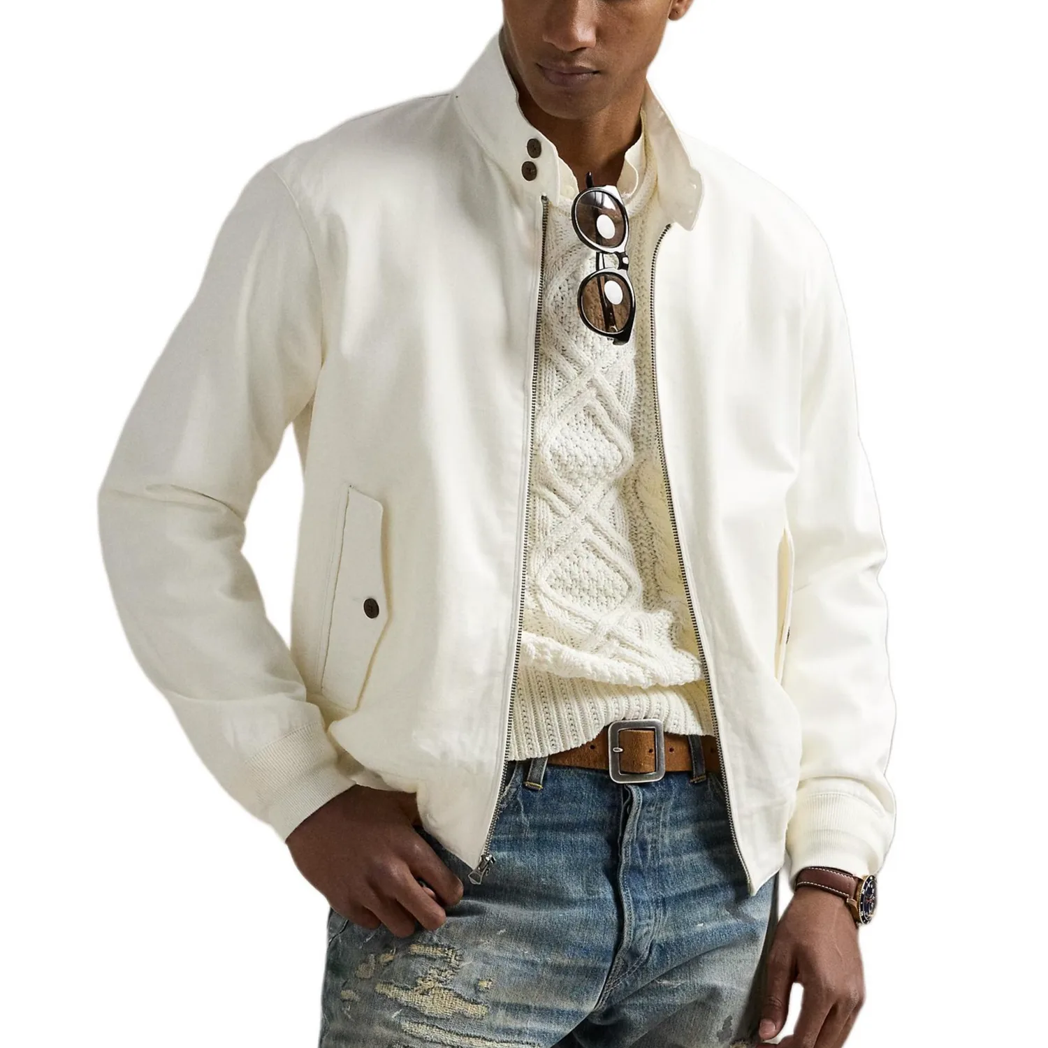 Хлопковая бомбер-куртка Polo Ralph Lauren, De Kwos White — фото 4