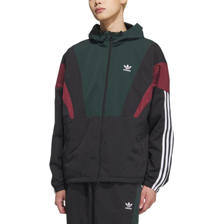 Adidas Originals Куртка ветровка мужская темно-зеленая черная, Dark Green/Black — фото 3