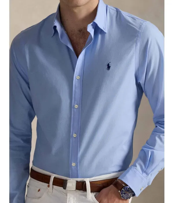 Рубашка slim fit Polo Ralph Lauren, небесно-голубой — фото 4