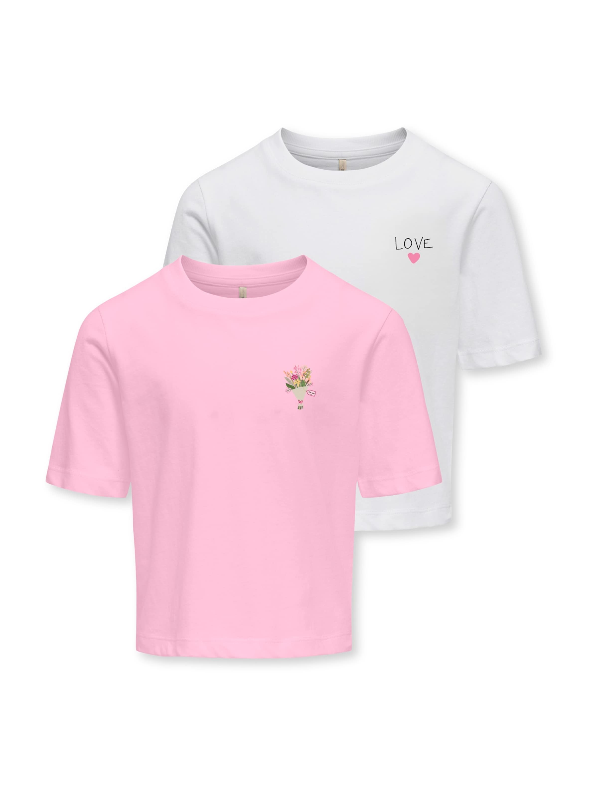 

ONLY GIRLS Футболка 'KOGREX FLOWER' в цвете Rose, White