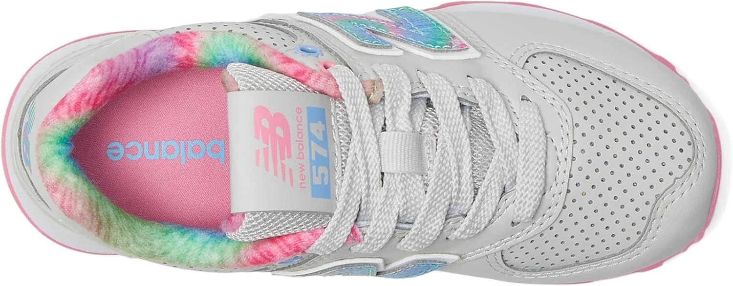 Кроссовки New Balance Kids' 574 V1 на шнуровке, розовый/серый — фото 2