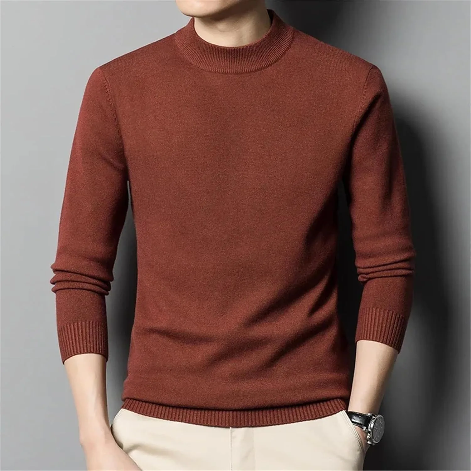Мужской свитер с полуводолазкой, Slim Fit, длинный рукав — фото 3