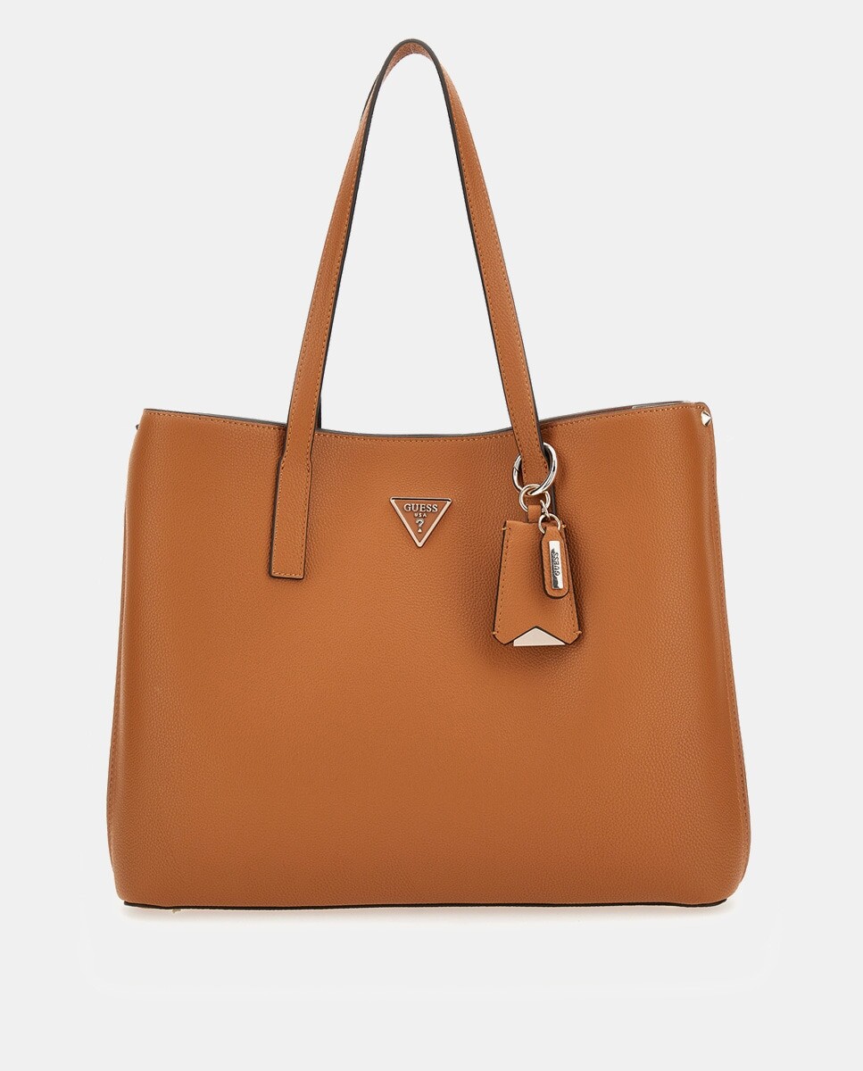 

Коричневая сумка-тоут Meridian с фирменной аппликацией Guess, коричневый