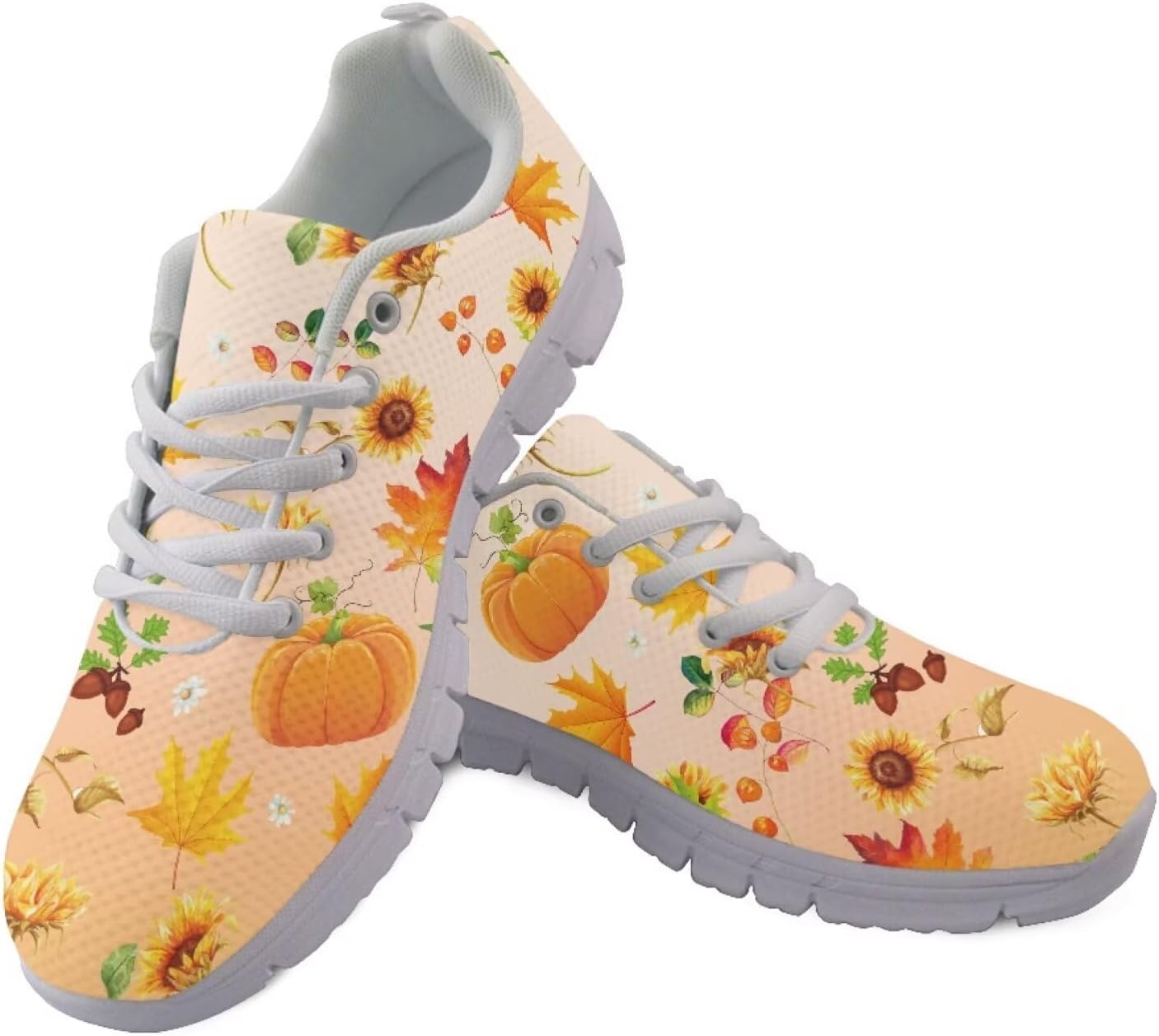 

Кроссовки для бега на День благодарения, спортивные кроссовки для спортзала, легкие удобные кроссовки для ходьбы, тенниса и фитнеса для мужчин и женщин Getelinseng, Pumpkin Maple Leaf Sunflower
