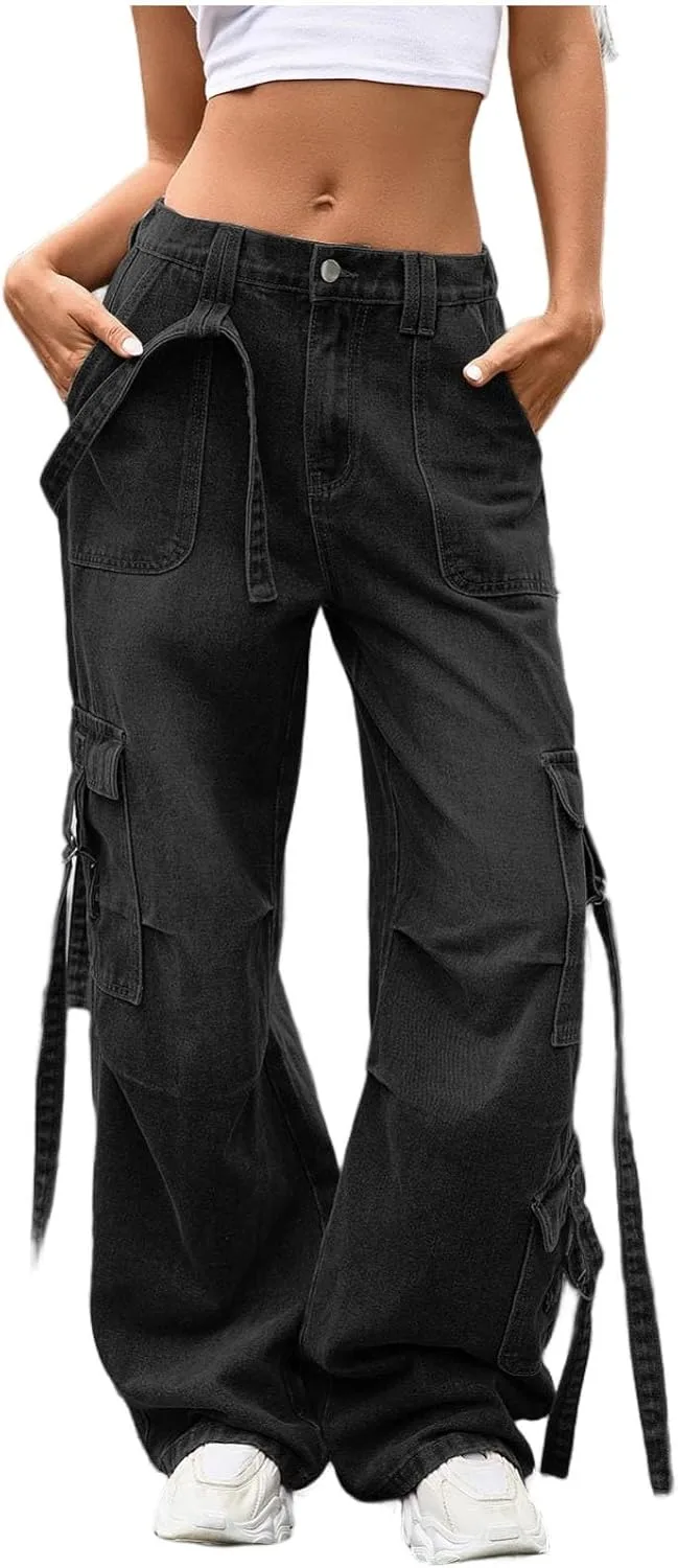 

Женские карго джинсы – широкие штаны в стиле Y2K с расслабленным кроем и множеством карманов