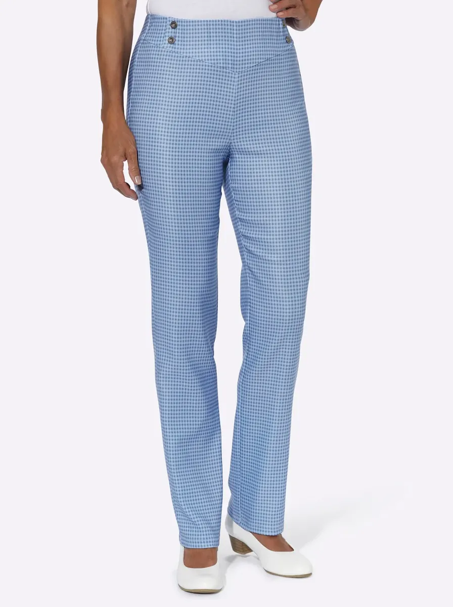

Брюки без застежки Classic Basics, цвет Eisblau + Eisblau-Kariert