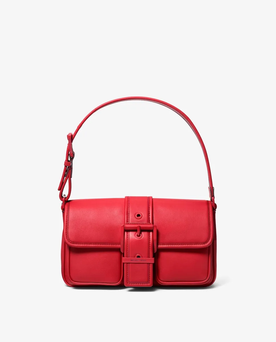 

Мягкий кожаный плечевой мешок Colby Michael Michael Kors, красный