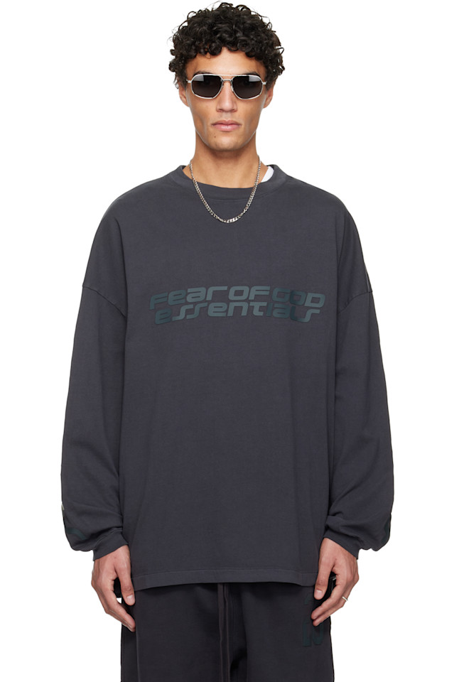 

Fear Of God Essentials Серая праздничная футболка с длинным рукавом в стиле 90-х