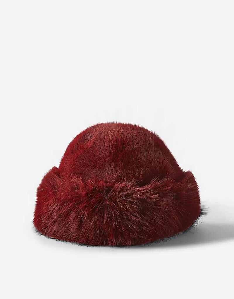 

Шапка-бини из искусственного меха Cotton On бордового цвета