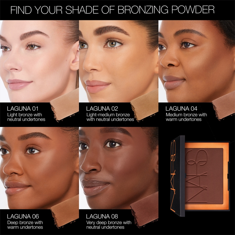 Мини-Пудра Laguna Bronzing Powder, компактная бронзирующая пудра для контурирования лица, мини Nars, atspalvis laguna 01 3,5 гр — фото 4
