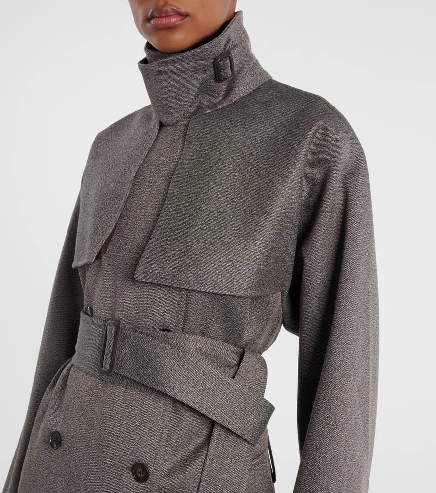 Тренч из габардина из вирджинской шерсти Rhydian The Row, Black/Light Brown — фото 4