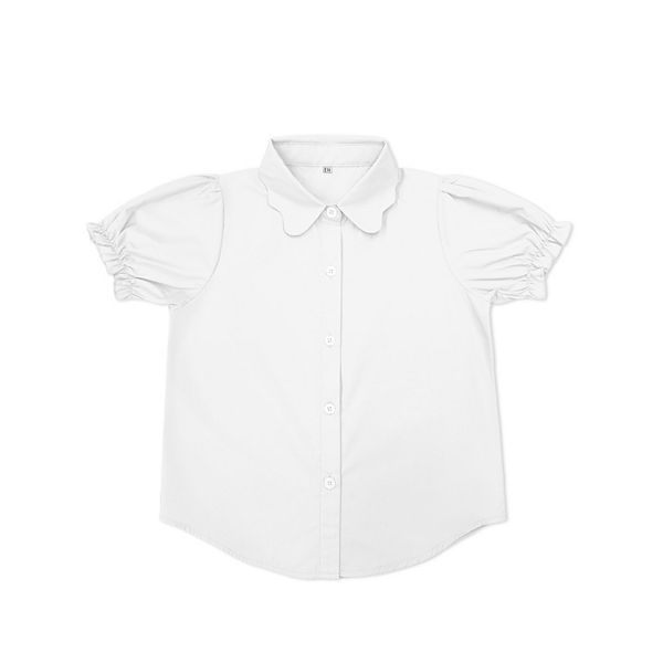 

Детская блузка с пуговицами и пышными рукавами, воротник-стойка, школьная форма Elitechoice, White