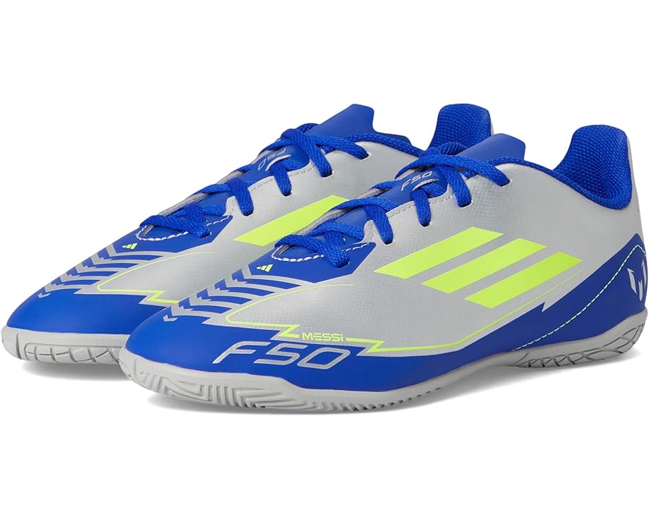 

Кроссовки adidas Kids F50 Club Messi Indoor Soccer Shoes, цвет Silver Metallic/Solar Yellow/Lucid Blue