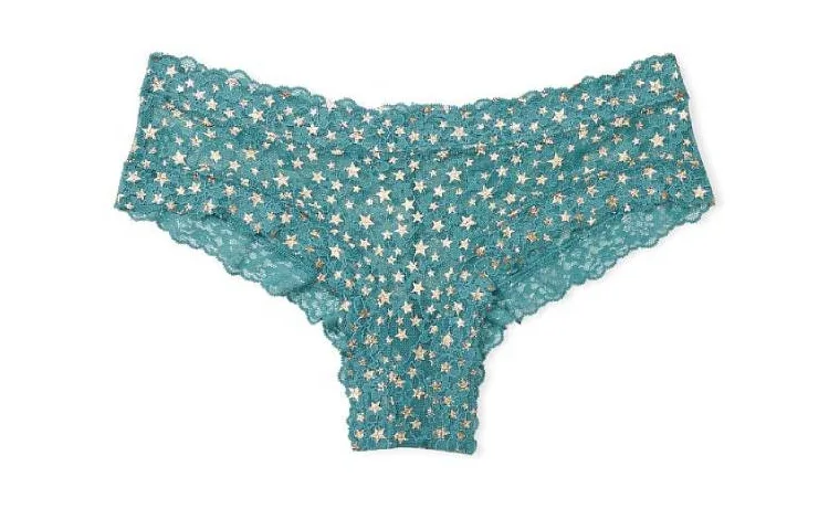 Victoria's Secret Женские трусы, 1 шт, цвет лаймовый, принт звезды