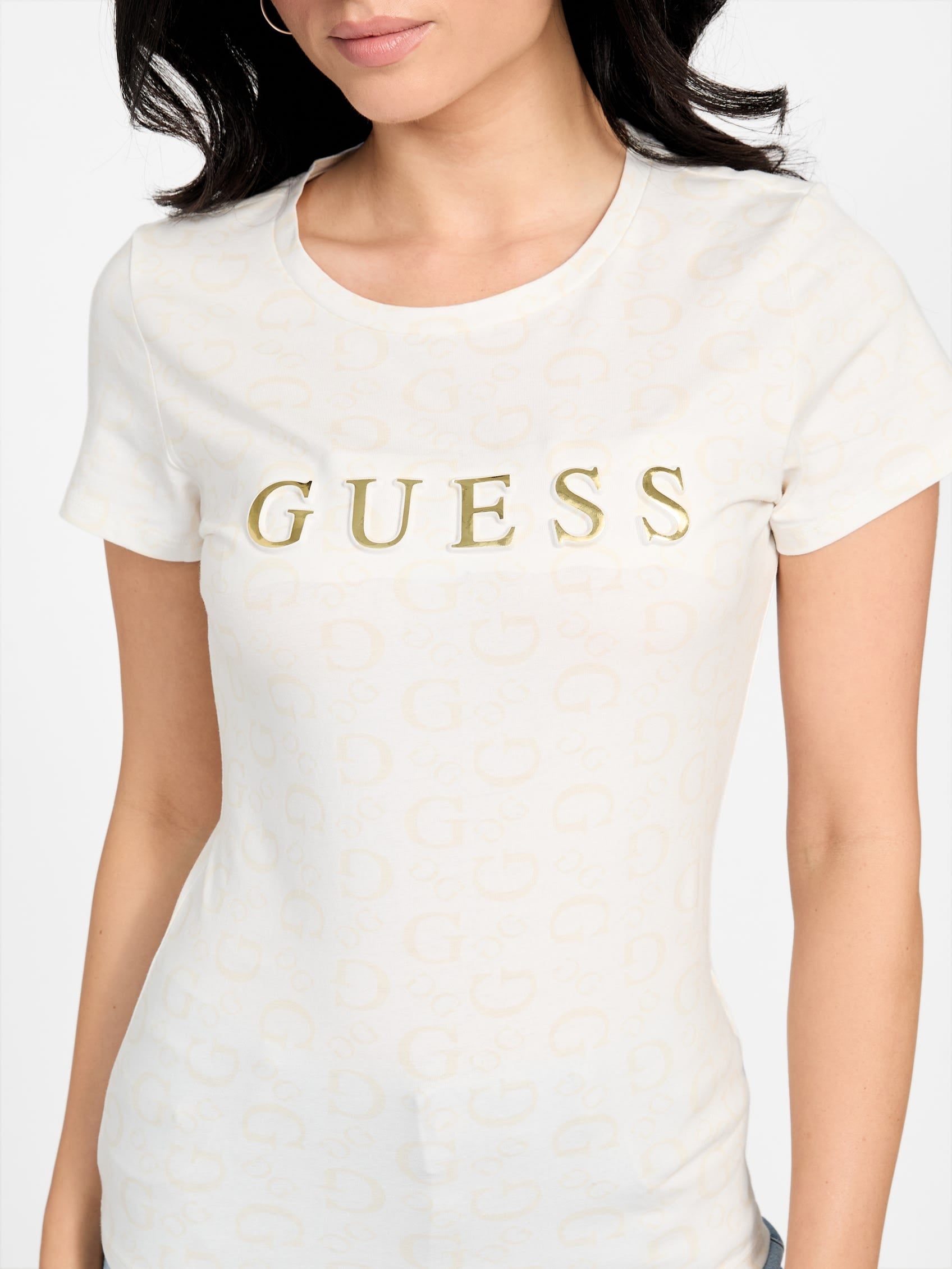 

Футболка с принтом Eco Alexa Guess Factory, цвет milky