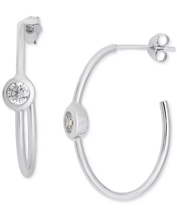 

Маленькие серьги-кольца с кубическим цирконием, 0,75 дюйма, эксклюзивно в Macy's Giani Bernini, silver