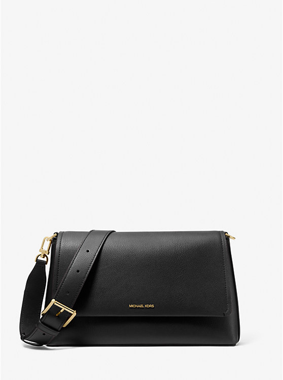 

Большая кожаная сумка через плечо Nessa Michael Kors, черный