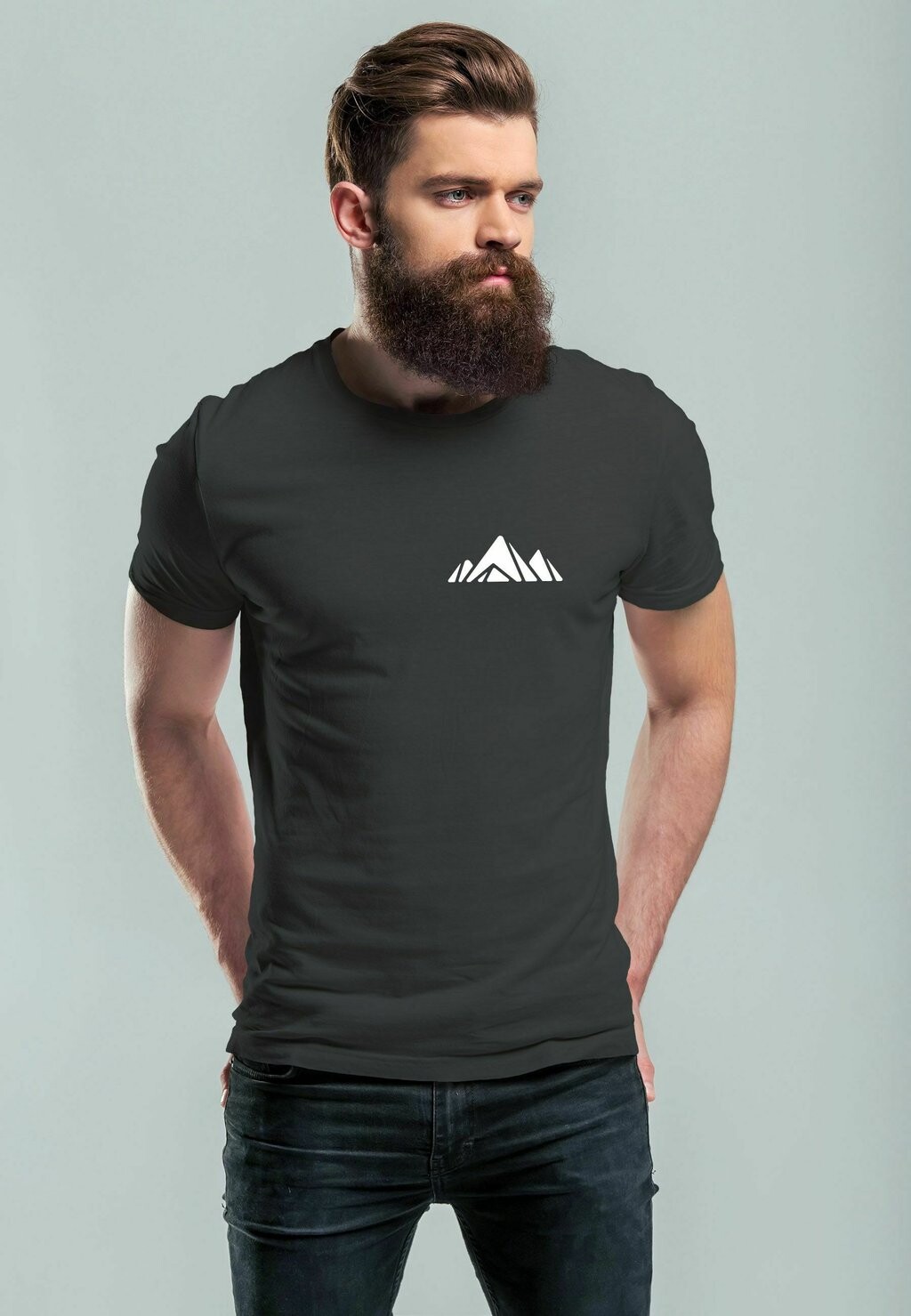 

Футболка с принтом AUFDRUCK BERG WANDERN POLYGON DESIGN PRINT OUTDOO Neverless, цвет Mottled Dark Grey