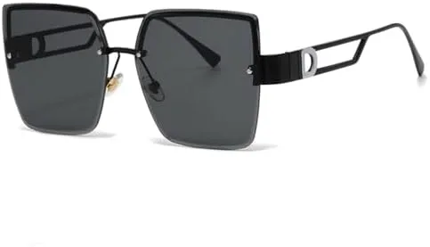 

Солнцезащитные очки 2027 года для женщин, градиентные безободковые солнцезащитные очки для мужчин, ретро-очки, защита от ультрафиолета UV400 MTZJH, Black Black