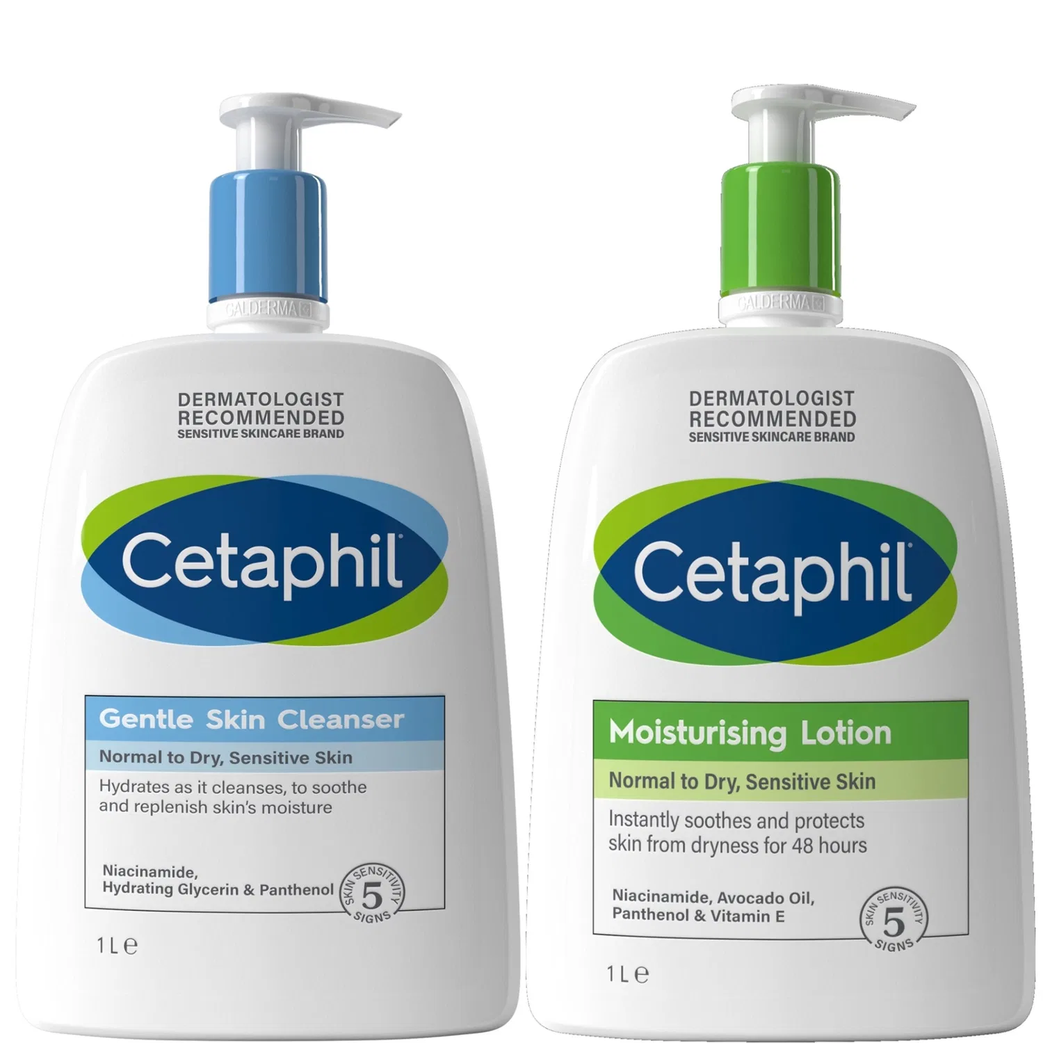 Набор Cetaphil — Полезный набор из двух самых популярных продуктов для лица и тела: большие упаковки , 1000 мл
