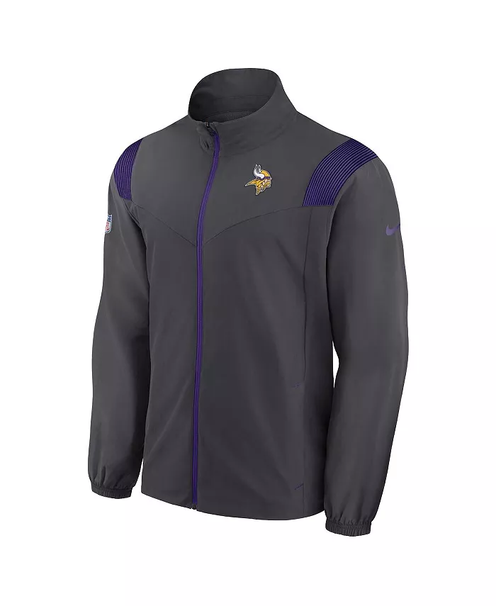 Мужская антрацитовая куртка Minnesota Vikings Sideline с тканым логотипом и молнией по всей длине Nike — фото 2