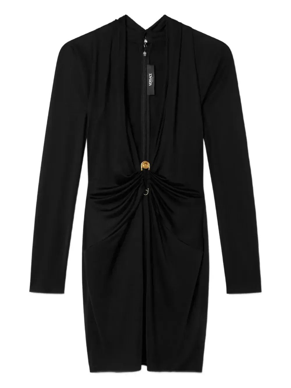 

Платье мини с декором Safety Pin VERSACE, черный