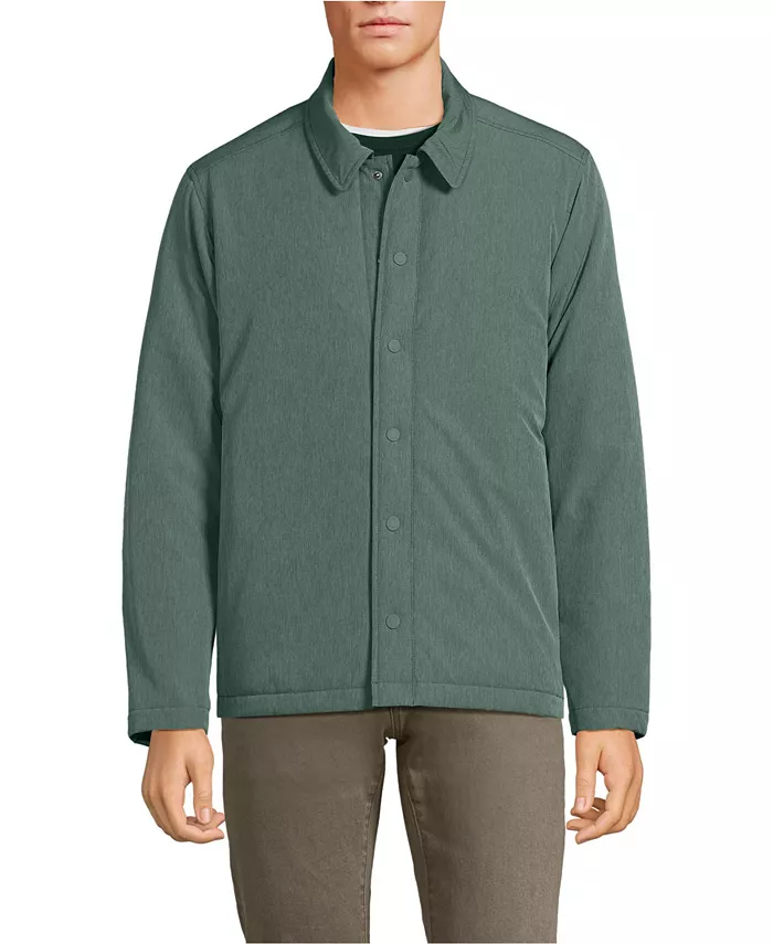 

Мужская утепленная куртка-рубашка для поездок на работу Lands' End, зеленый