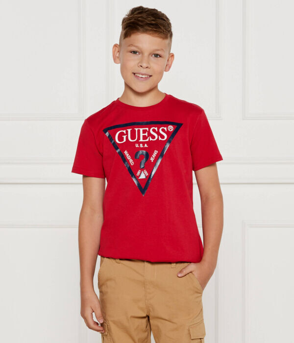 Футболка женская Guess с фирменным принтом, красный — фото 3