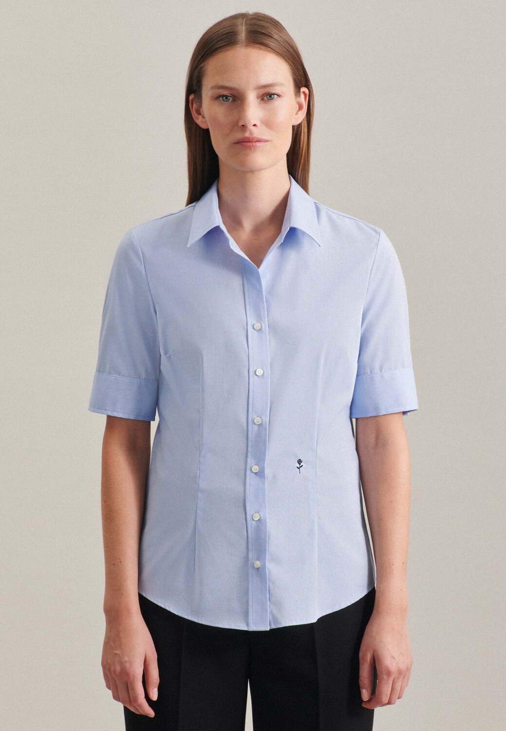 

Блуза Seidensticker Hemd Slim Fit, светло-синий