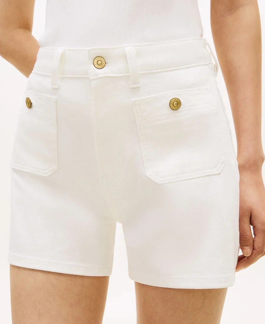 Женские джинсовые шорты с накладными карманами Tommy Hilfiger, Optic White — фото 3