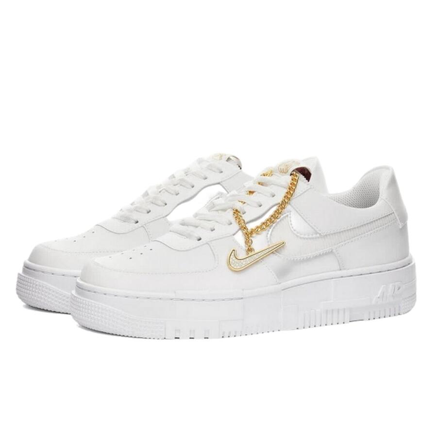 NIKE Кроссовки Air Force 1 Low Pixel с серо-золотой цепочкой — фото 2