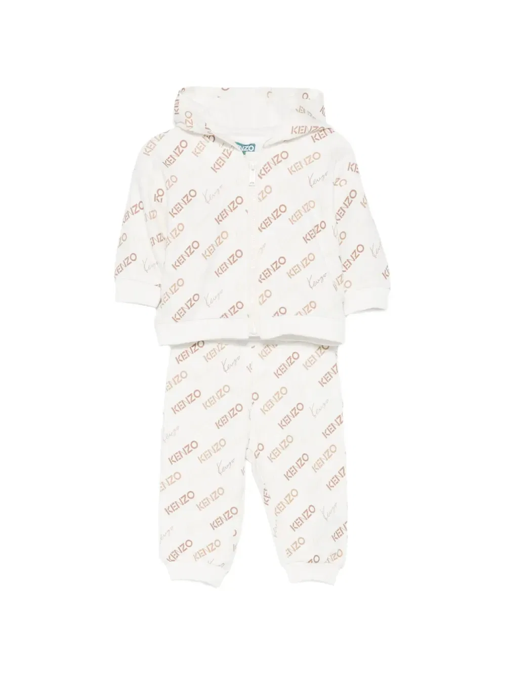 Спортивный костюм с капюшоном и узором (комплект из двух предметов) Kenzo Kids, бежевый