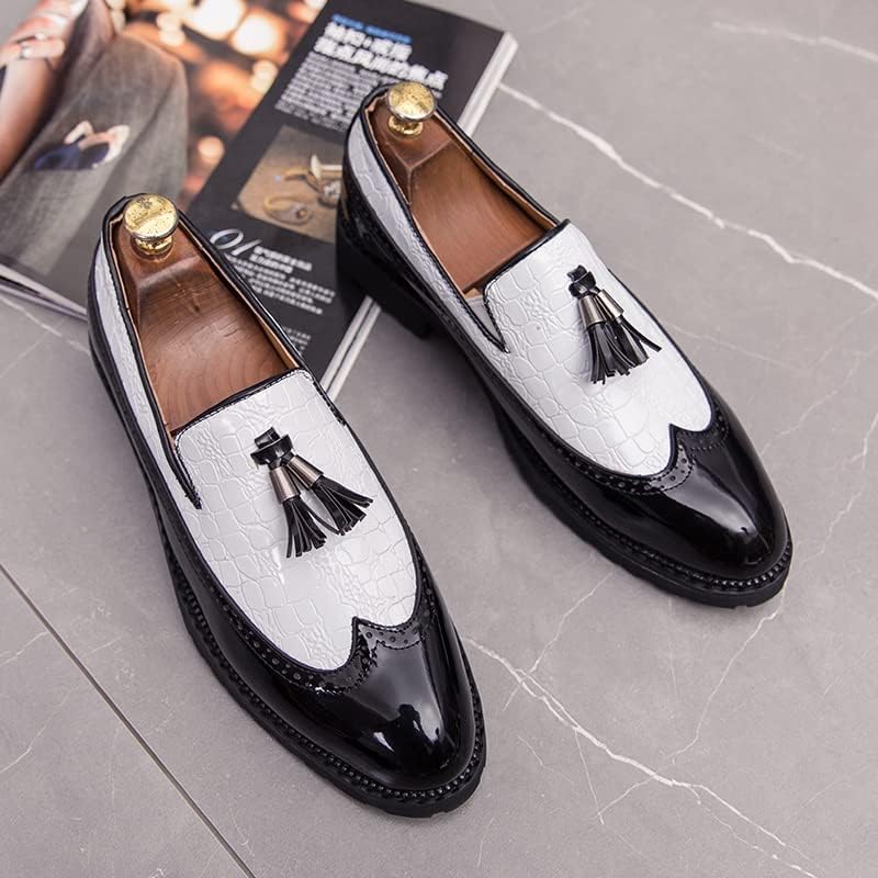 Мужские оксфорды HuitJours многокрасочные броги Wing Tip с шнуровкой, пэчворк, двухцветные, с перфорацией и круглым носком, E-white — фото 2